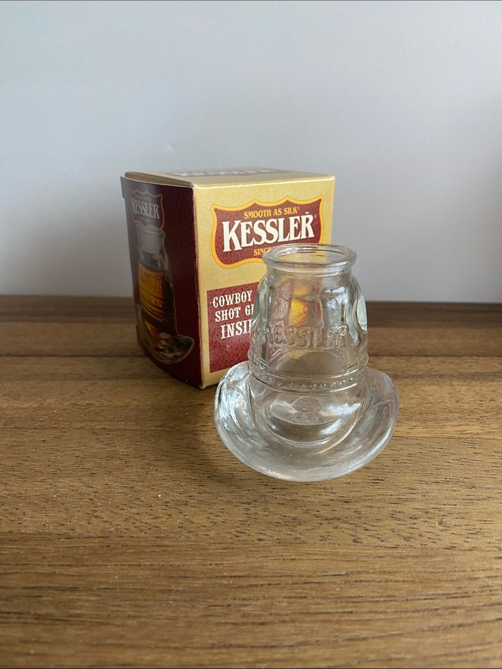 Vintage Kessler Whiskey Cowboy Hat Shot Glass w/ Original Box Barware Novelty